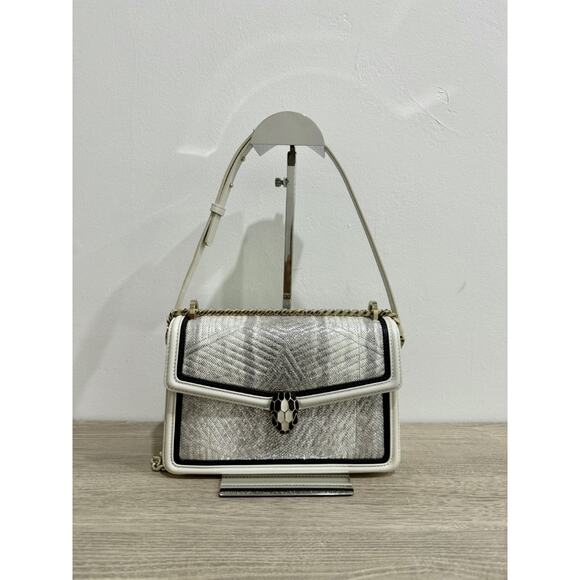 NWT Bvlgari Diamond Blast Leather Serpenti Shoulder Bag w/ Crossbody Chain Strap - Picture 2 of 16